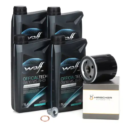 4L WOLF 0W30 MS-BHDI Motor&ouml;l + HIRSCHER &Ouml;lfilter PSA C1 C3 108 208 OPEL Corsa F Mokka 1.2