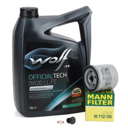 5L WOLF 0W20 LL FE Motor&ouml;l + MANN &Ouml;lfilter VW Golf 7 8 Passat B8 A1 A3 Q2 Q3 1.0-1.5 TSI