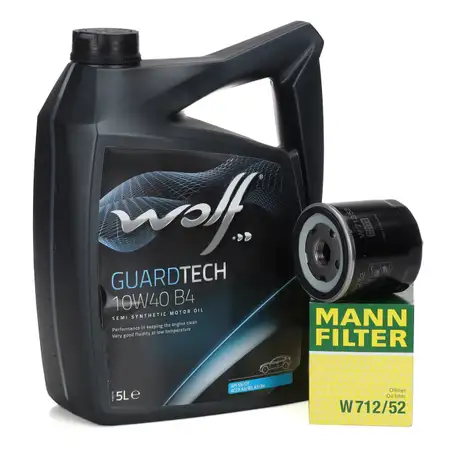 5L WOLF 10W40 B4 Motor&ouml;l + MANN &Ouml;lfilter VW Golf 3 4 5 6 Bora Polo Lupo Vento 1.0-1.6