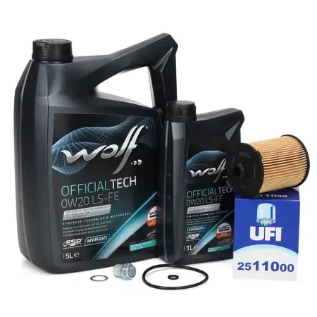 6L WOLF OFFICIALTECH 0W20 LS-FE Motor&ouml;l + UFI &Ouml;lfilter VOLVO V40-90 XC40-90 T2-T8 D2-D5