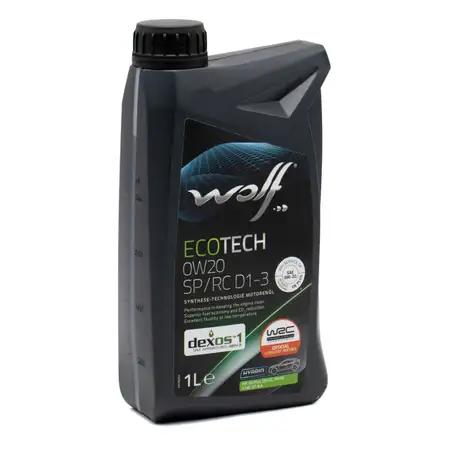 1L 1 Liter WOLF ECOTECH 0W20 SP/RC D1-3 Motor&ouml;l &Ouml;l GM dexos1 Gen3 Fiat 9.55535-CR1/GSX