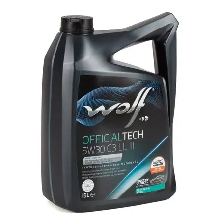 5L 5 Liter WOLF OFFICIALTECH 5W30 C3 LL III Motor&ouml;l BMW LL04 MB 229.51/52 VW 504/507.00