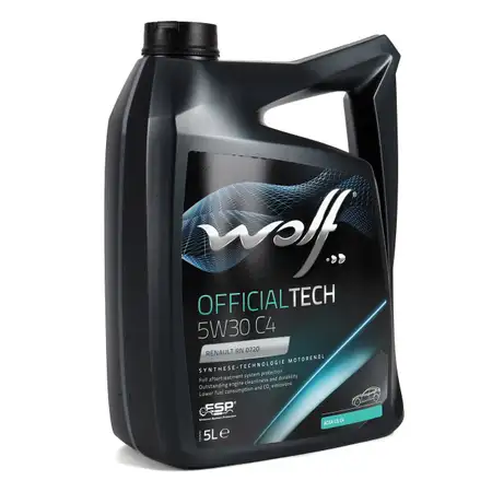 5L 5 Liter WOLF OFFICIALTECH 5W30 C4 Moto&ouml;l &Ouml;l MB 229.51 RENAULT RN0720 FIAT 9.55535-S4