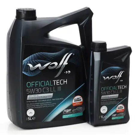 6L 6 Liter WOLF OFFICIALTECH 5W30 C3 LL III Motor&ouml;l BMW LL04 MB 229.51/52 VW 504/507.00