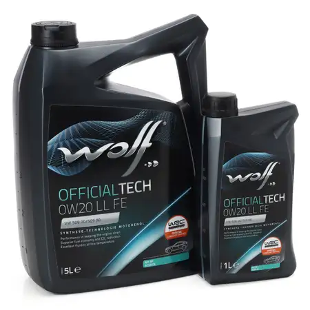 6L 6 Liter WOLF OFFICIALTECH 0W20 LL FE Motor&ouml;l &Ouml;l VW 508/509.00 FORD WSS-M2C956-A1