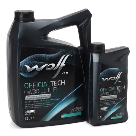 6L 6 Liter WOLF OFFICIALTECH 0W30 LL III FE Motor&ouml;l &Ouml;l BMW LL-04 MB 229.51 VW 504/507.00