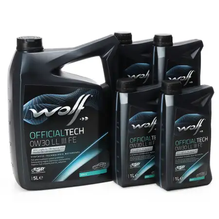 9L 9 Liter WOLF OFFICIALTECH 0W30 LL III FE Motor&ouml;l &Ouml;l BMW LL-04 MB 229.51 VW 504/507.00