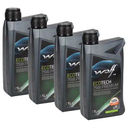 4L 4 Liter WOLF ECOTECH 75W PREMIUM Getriebe&ouml;l Schaltgetriebe&ouml;l API GL-4+