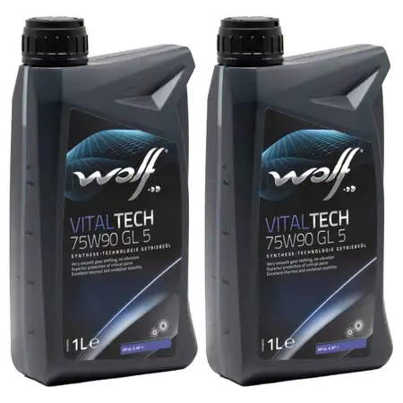 2L 2 Liter WOLF VITALTECH 75W90 GL-5 Getriebe&ouml;l Schaltgetriebe&ouml;l MT-1 MB 235.8