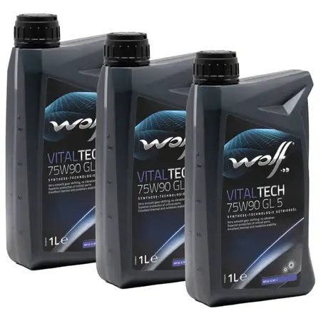 3L 3 Liter WOLF VITALTECH 75W90 GL-5 Getriebe&ouml;l Schaltgetriebe&ouml;l MT-1 MB 235.8