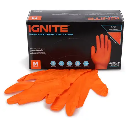 100x Gr&ouml;&szlig;e M GRIP Nitrilhandschuhe Schutzhandschuhe Einweghandschuhe ORANGE