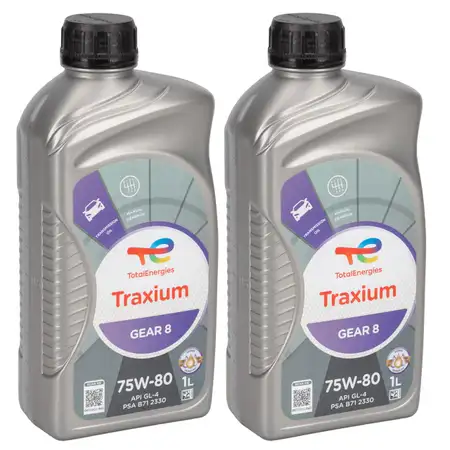 2L 2 Liter TOTAL TRAXIUM GEAR 8 75W-80 Getriebe&ouml;l API GL-4 GL-4+ PSA B71 2330