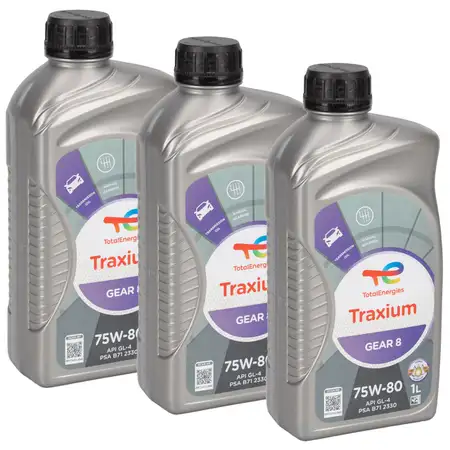 3L 3 Liter TOTAL TRAXIUM GEAR 8 75W-80 Getriebe&ouml;l API GL-4 GL-4+ PSA B71 2330