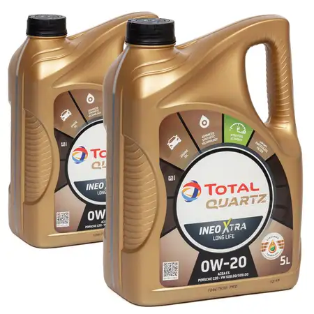 10L 10 Liter TOTAL Motor&ouml;l &Ouml;l QUARTZ INEO XTRA LONGLIFE 0W20 VW 508/509.00