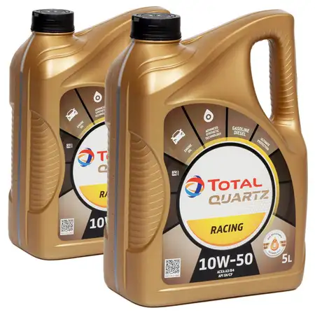 10L 10 Liter TOTAL QUARTZ RACING 10W-50 10W50 Motor&ouml;l &Ouml;l ACEA A3/B4 API SN/CF