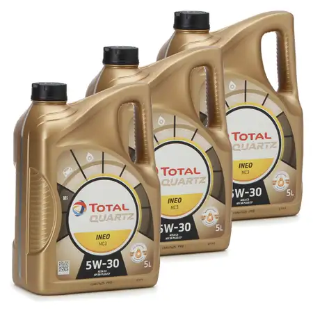 15L 15 Liter TOTAL QUARTZ INEO MC3 5W-30 Motor&ouml;l MB 229.52 BMW LL-04 VW 505.01