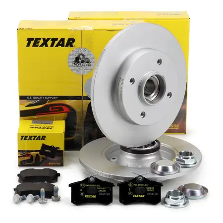 TEXTAR Bremsscheiben + Radlager + Bel&auml;ge CITROEN C3 III C4 Cactus PEUGEOT 208 I hinten