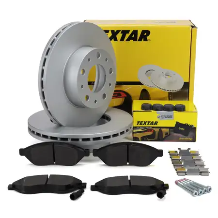 TEXTAR Bremsscheiben + Bel&auml;ge + Sensor CITROEN Jumper Ducato Movano C PEUGEOT Boxer vorne