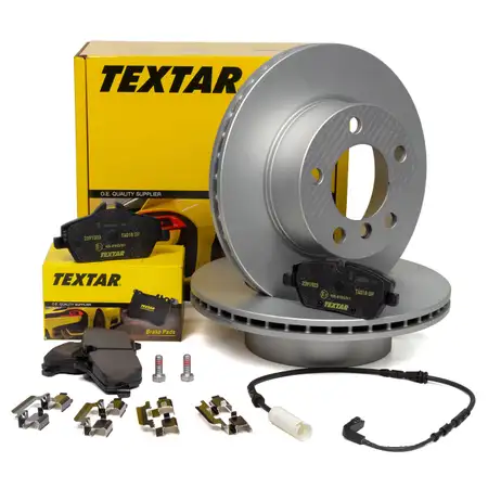 TEXTAR Bremsscheiben + Bel&auml;ge + Wako BMW 1er E81 E87 116i 118i 116d 118d bis 03.2010 vorne