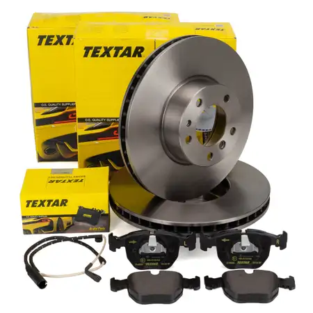 TEXTAR Bremsscheiben + Bel&auml;ge + Sensor BMW 5er E39 530i 535i 540i bis 2000 vorne