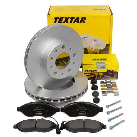 TEXTAR Bremsscheiben + Bel&auml;ge + Sensor CITROEN Jumper Ducato OPEL Movano C Boxer 16Q vorne