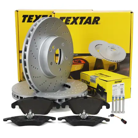 TEXTAR Bremsscheiben + Bremsbel&auml;ge + 1x Sensor MERCEDES W204 S204 W212 S212 C207 vorne