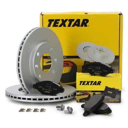 TEXTAR Bremsscheiben + Bel&auml;ge PEUGEOT 206 / SW 206+ 1.1 1.4i 1.4 HDi vorne