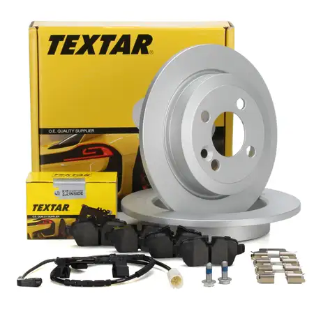 TEXTAR Bremsscheiben + Bel&auml;ge + Wako MINI R56 R57 R55 One / Cooper bis 08.2010 hinten