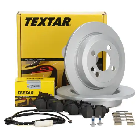 TEXTAR Bremsscheiben + Bel&auml;ge + Wako MINI R56 R57 R55 One / Cooper bis 08.2010 hinten