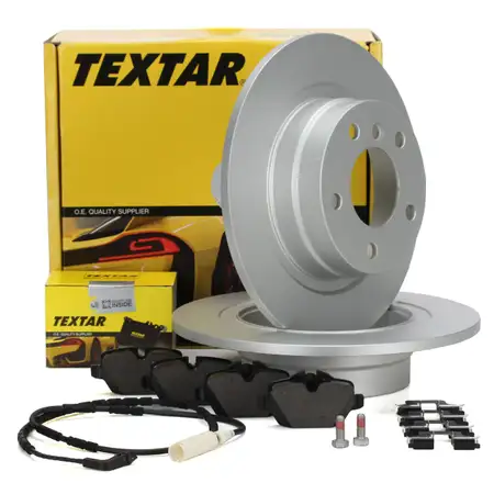 TEXTAR Bremsscheiben + Bel&auml;ge + Wako BMW 1er E81 E87 3er E90 E92 bis 02.2010 hinten