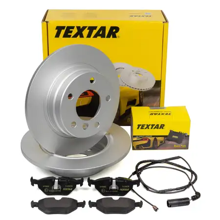 TEXTAR Bremsscheiben + Bel&auml;ge + Wako BMW 3er E46 316i 318i 105-118 PS hinten