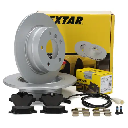 TEXTAR Bremsscheiben + Bel&auml;ge + Wako BMW 1er E81 E87 116/118i 116/118d bis 02.2010 hinten