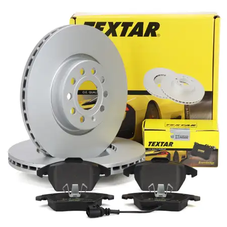 TEXTAR Bremsscheiben + Bel&auml;ge + Sensor VW Golf 6 Passat B6 B7 Touran A1 8X A3 8P vorne