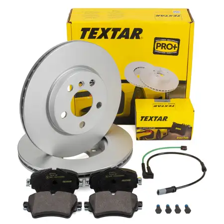 TEXTAR Bremsscheiben + Bel&auml;ge Sensor BMW 2er F45 F46 X2 F39 MINI F54 F60 ab 07.2019 vorne