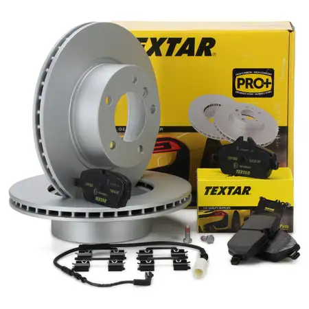 TEXTAR Bremsscheiben + Bel&auml;ge + Wako BMW 1er E81-88 118i 120i 118d bis 03.2010 vorne