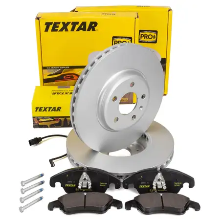 TEXTAR Bremsscheiben + Bel&auml;ge + Sensor AUDI A4 (B8) A5 (8T 8F) 1LA/1LB bis 06.2011 vorne