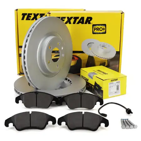 TEXTAR Bremsscheiben + Bel&auml;ge + Sensor AUDI A4 S4 B8 A5 S5 8T 8F 1LJ/1LD ab 06.2011 vorne