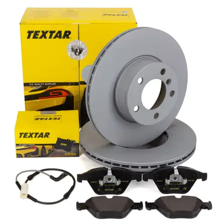 TEXTAR Bremsscheiben + Bel&auml;ge + Sensor BMW E90 E91 E92 E93 ohne Performance Bremse vorne