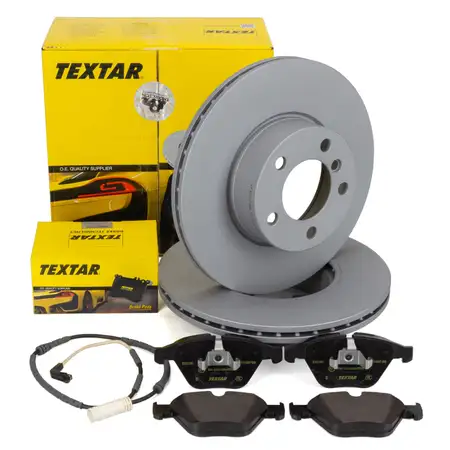 TEXTAR Bremsscheiben + Bel&auml;ge + Sensor BMW 3er E90 E91 E92 E93 xDrive bis 03.2010 vorne