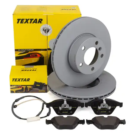 TEXTAR Bremsscheiben + Bel&auml;ge + Sensor BMW 3er E90 E91 E92 E93 xDrive ab 03.2010 vorne