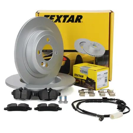 TEXTAR Bremsscheiben + Bel&auml;ge + Sensor MINI R56 R55 R57 Cooper Works bis 08.2010 hinten