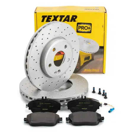 TEXTAR Bremsscheiben + Bel&auml;ge + Sensor MERCEDES W176 W246 C/X117 X156 mit Sportpaket vorne