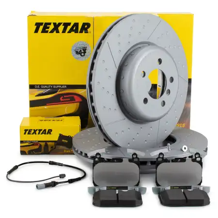 TEXTAR Bremsscheiben + Bremsbel&auml;ge + Sensor BMW 3er F30-34 4er F32-36 mit M-Technik vorne