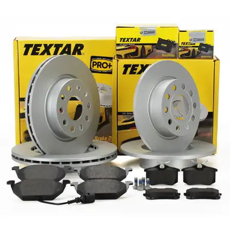 TEXTAR Bremsscheiben + Bel&auml;ge + Wako VW Golf 5 6 AUDI A3 8P vorne + hinten