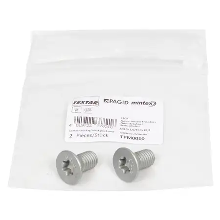 2x TEXTAR TPM0010 Schraube Bremsscheibe M10x1,5 L&auml;nge 19mm MINI R50-59 vorne / hinten