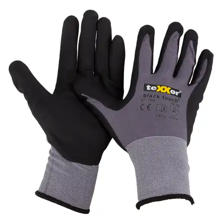 1x TEXXOR BLACK TOUCH Handschuhe Arbeitshandschuhe Schwarz/Grau Gr&ouml;&szlig;e 10 / XL