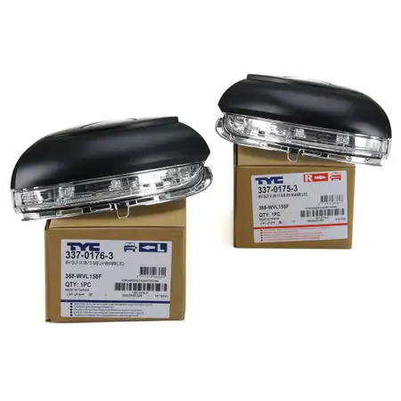 2x TYC Blinker Au&szlig;enspiegel f&uuml;r VW Golf 6 Touran (1T1-1T3) mit Bodenlicht links + rechts