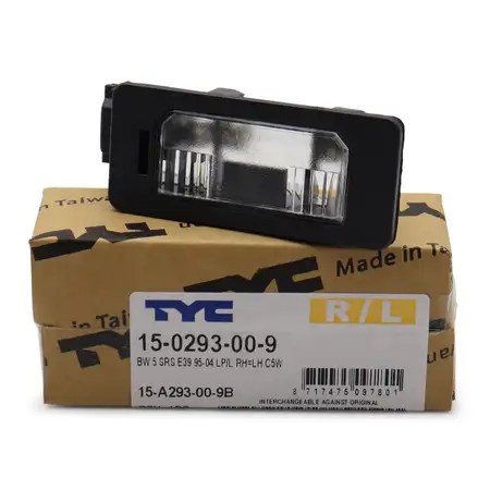 TYC 15-0293-00-9 Kennzeichenleuchte + Gl&uuml;hlampe BMW 3er E46 E90 E91 E92 5er E39 E60 E61