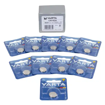 10x VARTA Lithium 3V CR1620 Knopfzelle Knopfbatterie Batterie (MHD 03.2032)