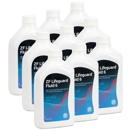 9x 1 Liter ZF PARTS Getriebe&ouml;l Automatikgetriebe&ouml;l LifeGuard FLUID 6 HP